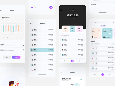 Mobile app crypto wallet. app app designer crypto crypto wallet cryptocurrency designer freelancer ios app designer minimal mobile app mobile app designer product design ui ui designer uiux ux ux designer