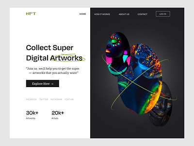 Landing hero exploration NFTS. branding design digital artwork hero nft landing page nft landingpage minimal nft typography ui ui designer uiux ux ux designer web web design