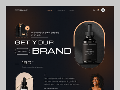 Landing page cosmetic header. cosmetic product design header home page landingpage product ui uiux ux web web design website website design