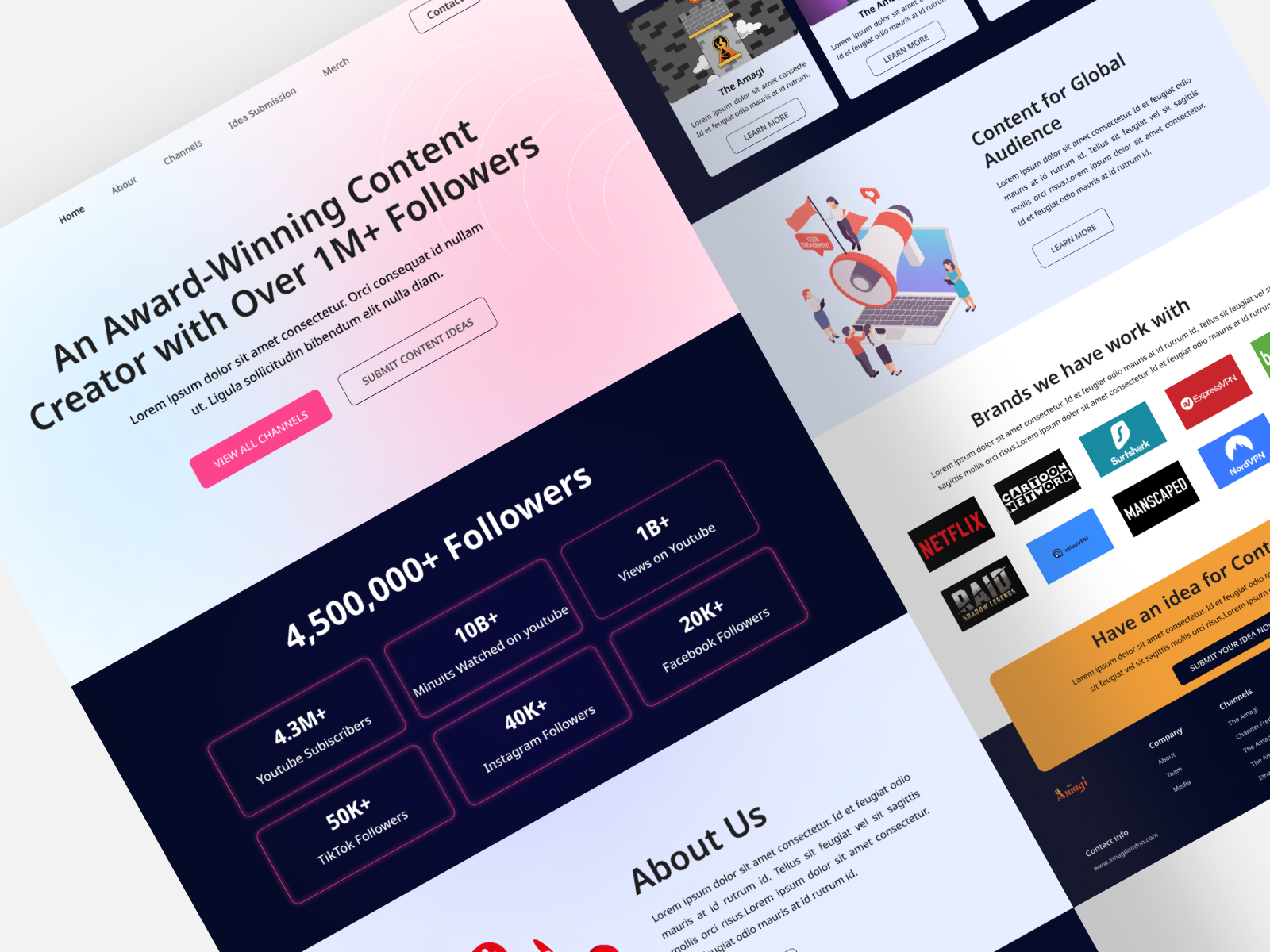 Landing page youtube content creator. by Mishu on Dribbble