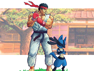 Ryu & Lucario - SF x PKMN capcom fighter lucario nintendo pokemon ryu street