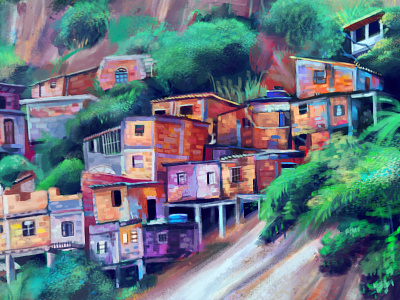 Favela - Environment Study architecture colors digital environment favela illustration nature painting