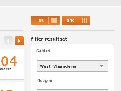 [SEARCH] Result filtering. area arrow filtering grid list orange result search
