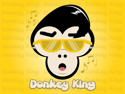 Donkey King ape devine donkey elvis game hair king long monkey music notes singing