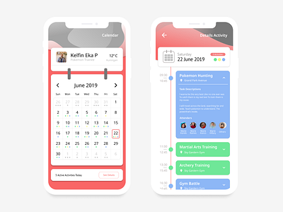 Daily UI #8 Calendar activity app calendar calendar app calendar ui dailyui design flat design inspiration iphonex todolist ui