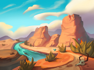 Desert landscape 2d art design illustration landscape landscape illustration