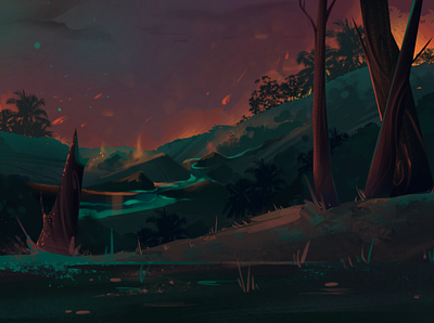 Background for an online game 2d art design illustration landscape