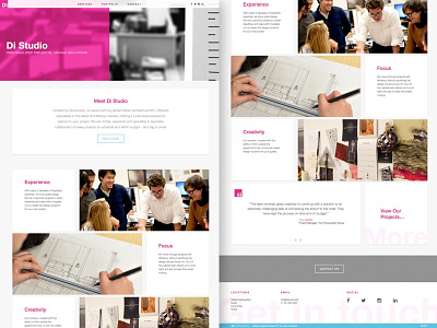DiStudio Website Redesign architecture helvetica material design pink web page web site