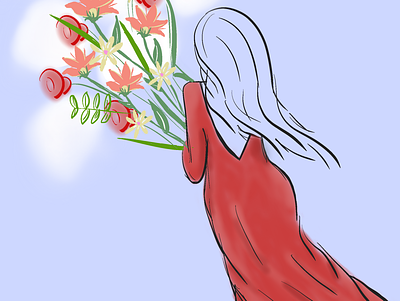 It is what you see, Illustration, women with flowers. dinamic flowers illustration women