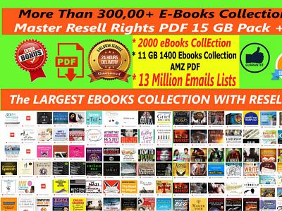 EBooks PLR 300,000+ collection with mrr pdf + 3400 Ebooks 25GB affiliate books ebook design ebooks email marketing email receipt freebies icon logo pdf plr