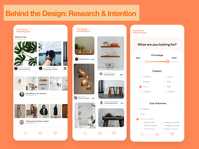The Small Marketplace: Behind the Design app card organization design ui ux