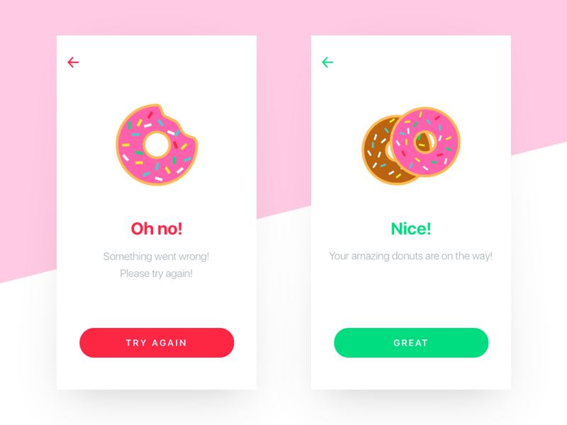 Flash Message success error minimal donuts card flash message interface design ux ui 011 dailyui