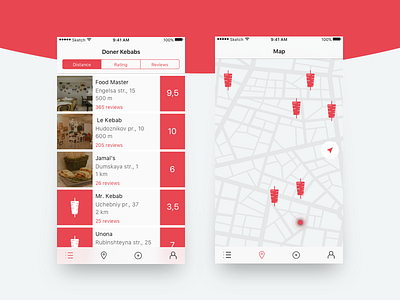 Doner Kebab Search design flat ios map search ui ux