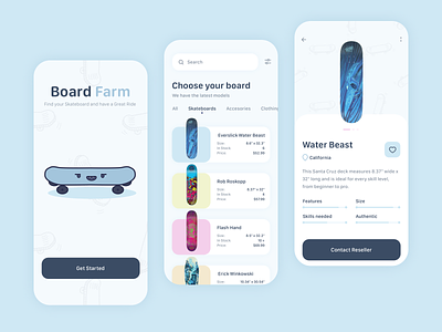 Skateboard Shop design illustration interface ios mobile skateboard ui ux