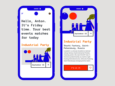 Industrial Party brutalism design illustration industrial interface ios mobile ui ux