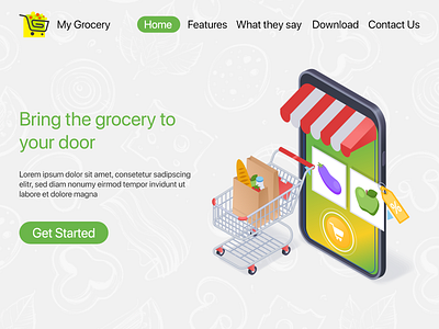 Grocery Landing Page design grocery app illustration photoshop prototype shopping ui ui design ux ux design