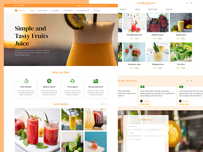 Juice website landing page 🧡 animation branding design graphic design juice landing page page screen shopping ui ui design ux ux design ux ui web website