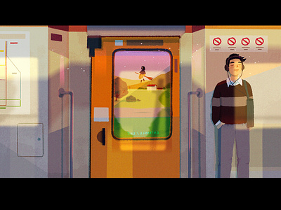 is it weird that i miss catching the train? anime character design flying home light man music outside procreate relax shadow texture train transport witch