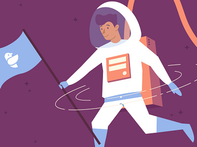 Space guy adventure astronaut illustration jobs moon onboarding space stars icons store style video