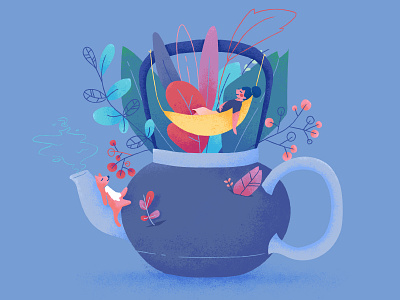 Drink well, have well • Tea 🍵 cat character drinks floral icons illustration relax series tea texture vector wip