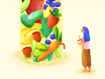 Get juicy • Food life character delicious food fruit fun juice lifestyle photoshop process style wip