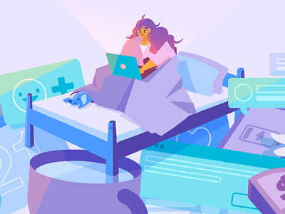 take sick days 🍵 blog character clean design system drawing experiment icons illustration illustrator inspiration mental health onboarding progress self care sick simple sketch style vector wip