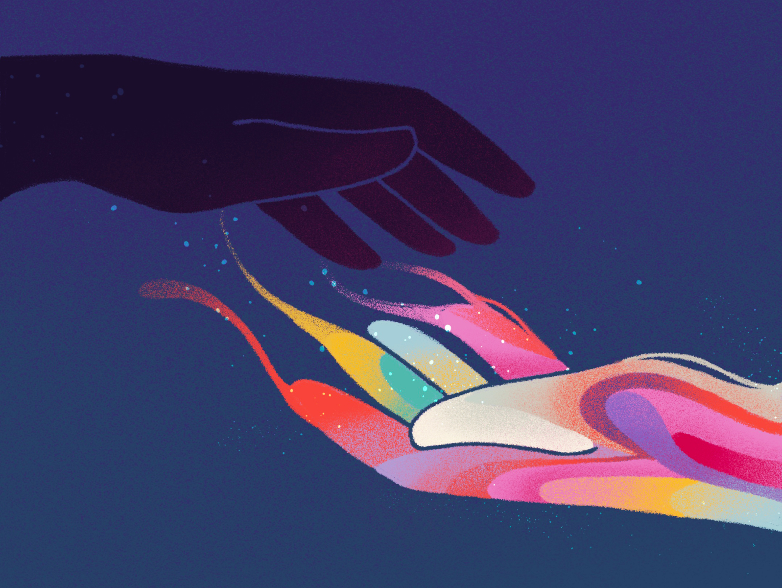 hold on tight • part 4/4 color delicate flow grip hand hold hover illustration procreate rainbow series sketch texture