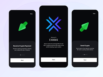 EXODUS - Wallet Redesign app app design cryptoapp cryptowallet exoduswallet onboarding redesign ui walletdesign