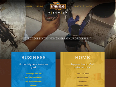 Website with E-com for River Road Coffees art direction e commerce ui ux video web