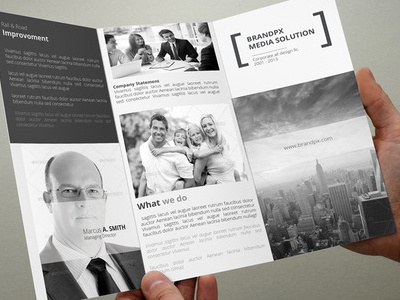 Creative White Trifold Brochure brochure cmyk collaborate connect corporate creative design layered line photos photoshop print ready