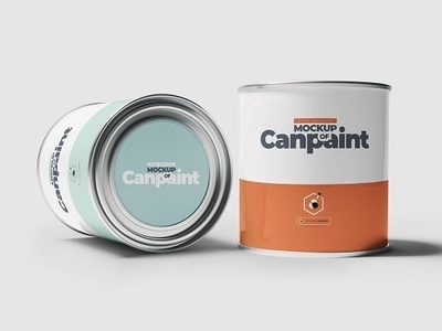 Can of Paint Mock-upS atomizer box can color colorful cup graffiti label logo metal mock up mockup paint painting pantone presentation spray sticker