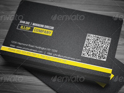 Black Corporate Business Card black bleed guide bleeded card cmyk corporate creative line print ready qr qr code yellow