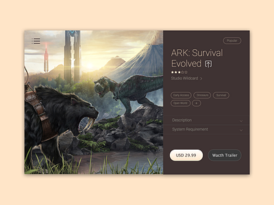 Game Store UI ark ark survival evolved concept design evolved game games gui survival ui ux