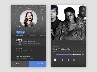 Music Player app clean design flat ios iphone minimal music player playlist ui ux