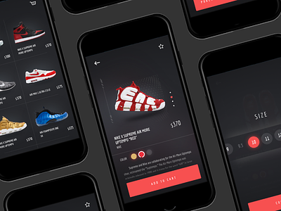 Nike X Supreme Shoes Shop UI app dailyui design dribbble ios list mobile shoes sketch ui ux