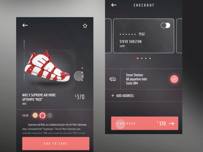 Nike X Supreme Shoes Shop UI | Motion app design dribbble gif ios mobile motion motion graphic shoes sketch ui ux
