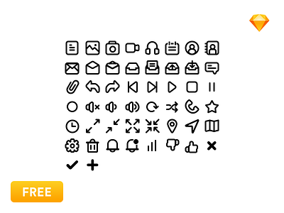 [Free] 40 Basic Icons Pack flat free freebie icon icons interface set sketch svg user vector