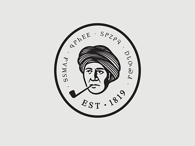 EST. 1819 1819 badge cherokee face illustration pipe sequoyah
