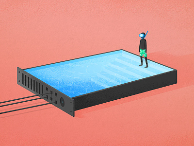 Server Pool 70kft cloud enterprise illustration it man pool server pool sever rack storage swim texture
