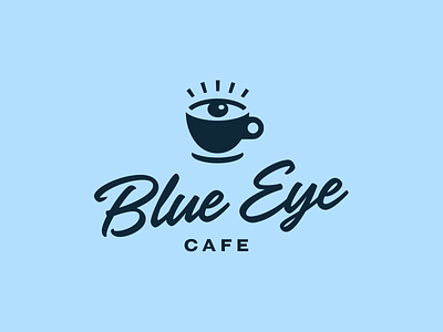 Blue Eye Cafe blue cafe coffee eye logo script
