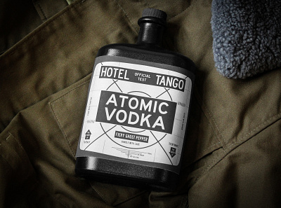 Hotel Tango: Atomic Vodka bottle branding design distillery graphic design hotel liquor packaging photography premium tango typography vodka