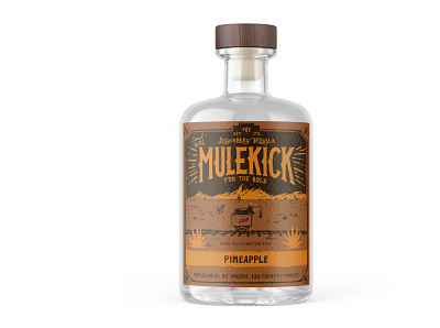 MULEKICK #3 alcohol branding design gold graphic design illustration liquor mule packaging pineapple tequila typography wildwest