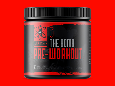 Atomic Supplements // Packaging Design bodybuilding crossfit label logo packaging preworkout supplement workout