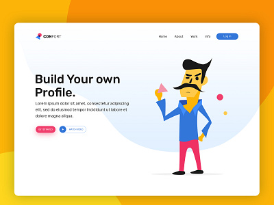 Build Profile web Landing Page Header character creative design flat header illustration landing page landing page design man ui ux web website website design