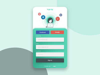 Mobile app UI/UX | Sign up page Design