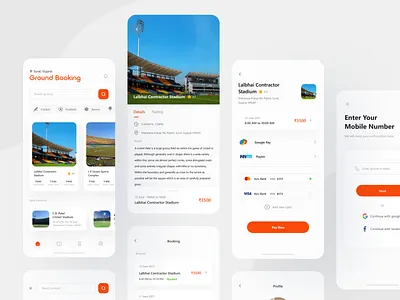 Ground Booking app application concept ground ground booking indoor sports maidan online outdoorsports sports uidesign uiux