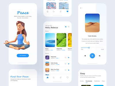 Meditation App - Peace Music App android app application concept find peace ios meditation musical musicapp peace uidesign uiux