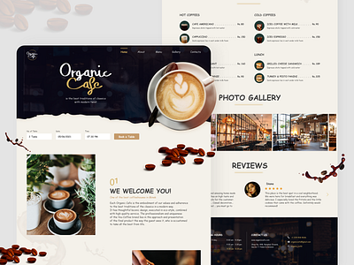 Organic Cafe WebSite Theme application cafe oragnic uidesign uikit uiux web webdesign website xd