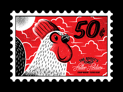 Sir Feather Heart chicken fallen soildiers feather illustration roost stamp straw