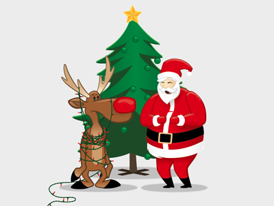 Merry everyone christmas santa tree vector